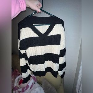 brand new sweater black and white striped sweater